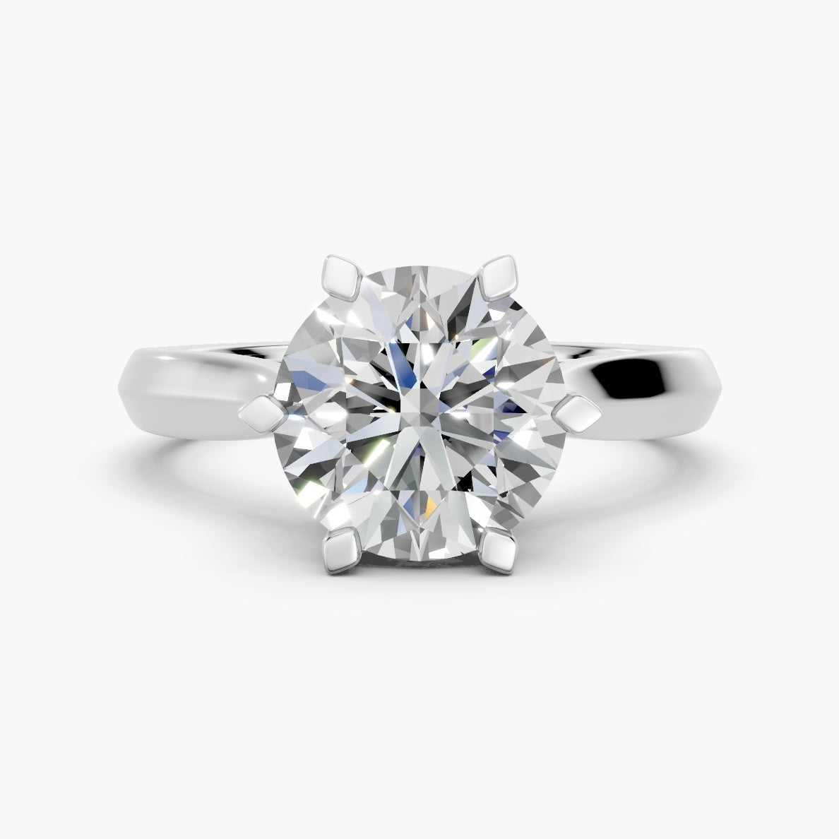 ZKR011 klassisk solitaire diamantring i hvidguld, forfra