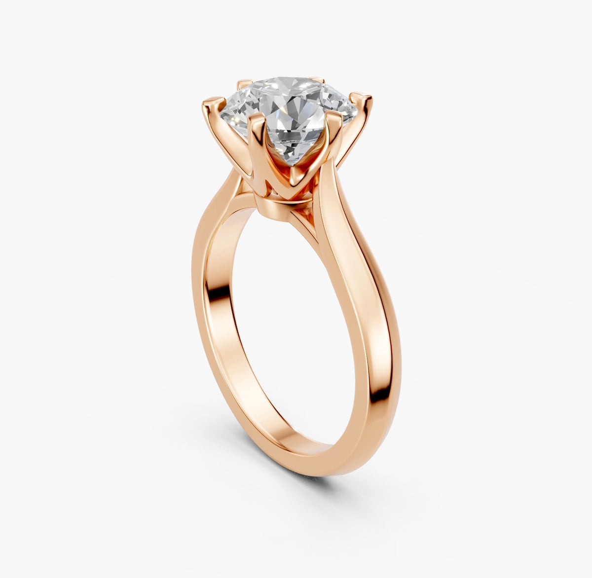 ZKR011 klassisk solitaire diamantring i rosaguld, perspektiv