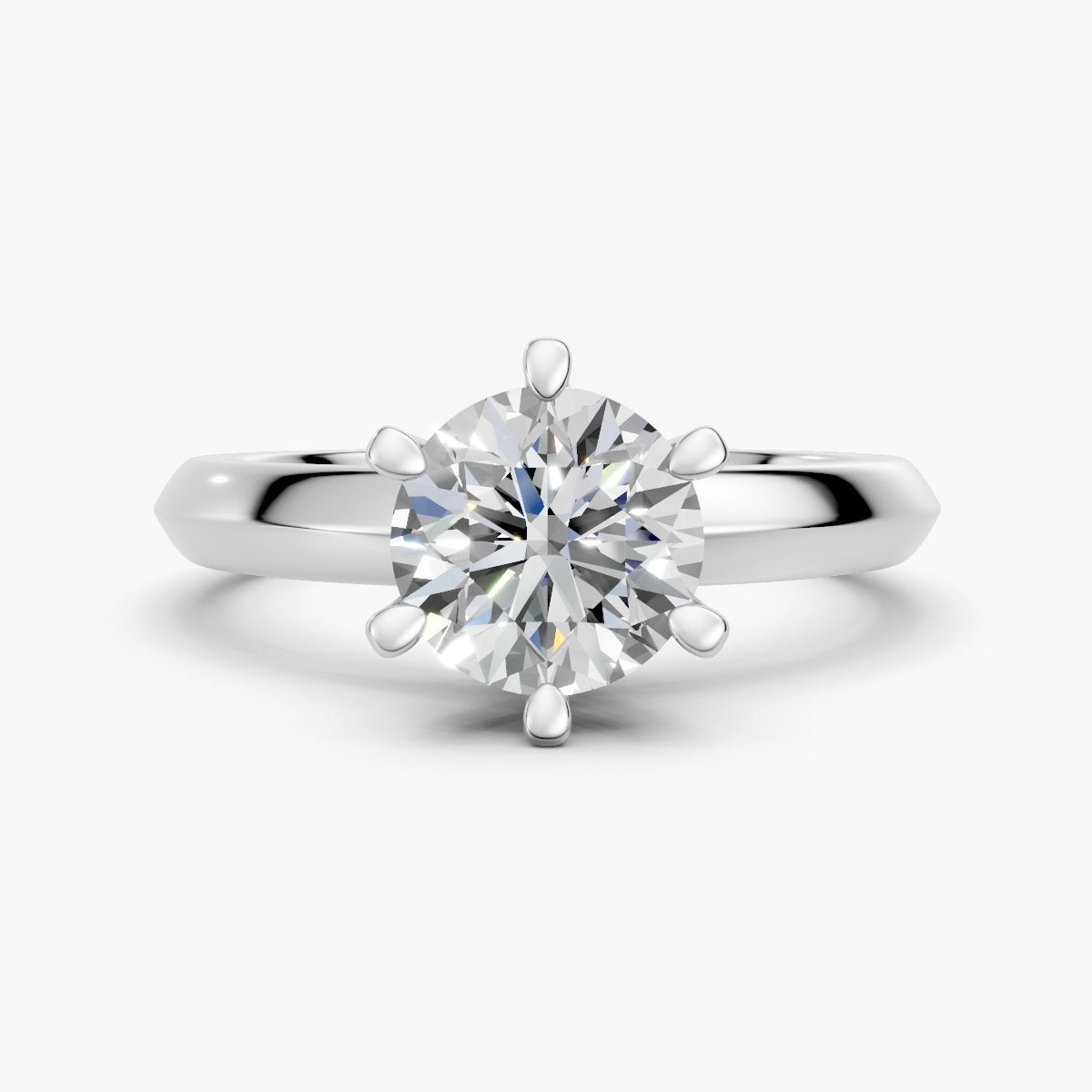 ZKR012 klassisk solitaire diamantring i hvidguld, forfra
