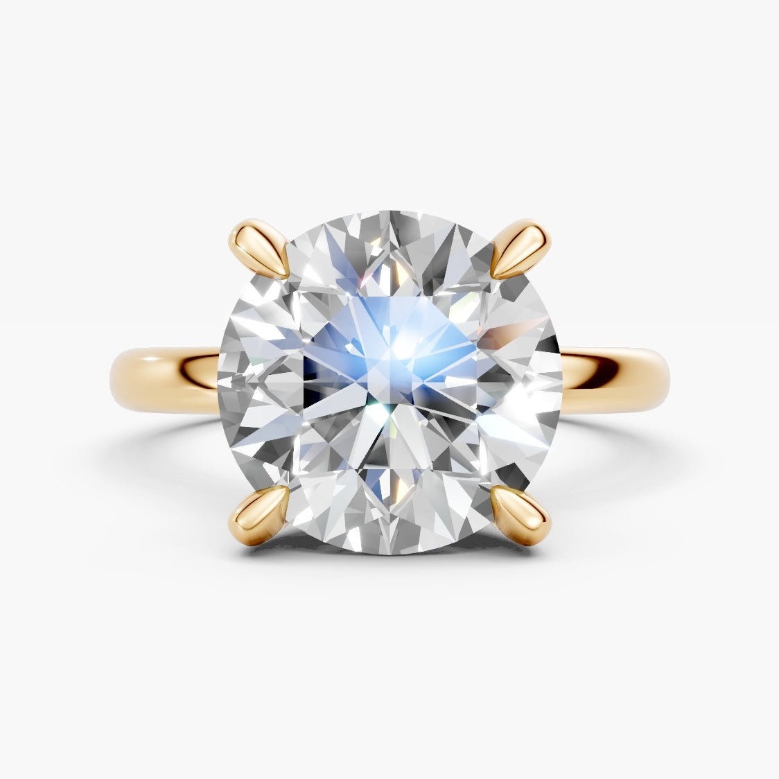 ZKR04 hidden-halo solitaire diamantring i 14 kt. gulguld, forfra