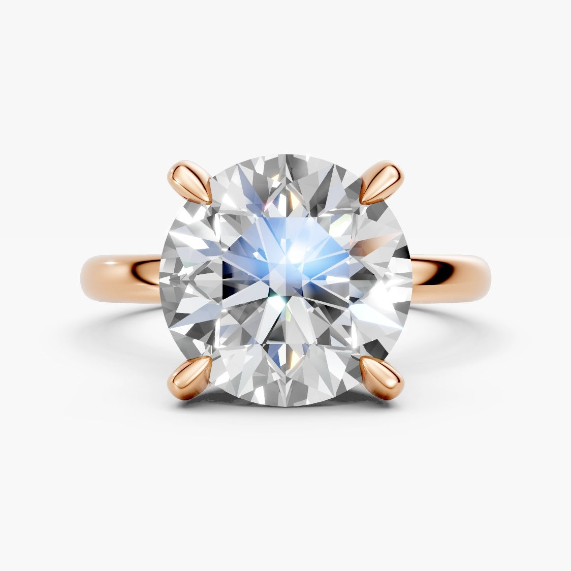 ZKR04 hidden-halo solitaire diamantring i rosaguld, forfra