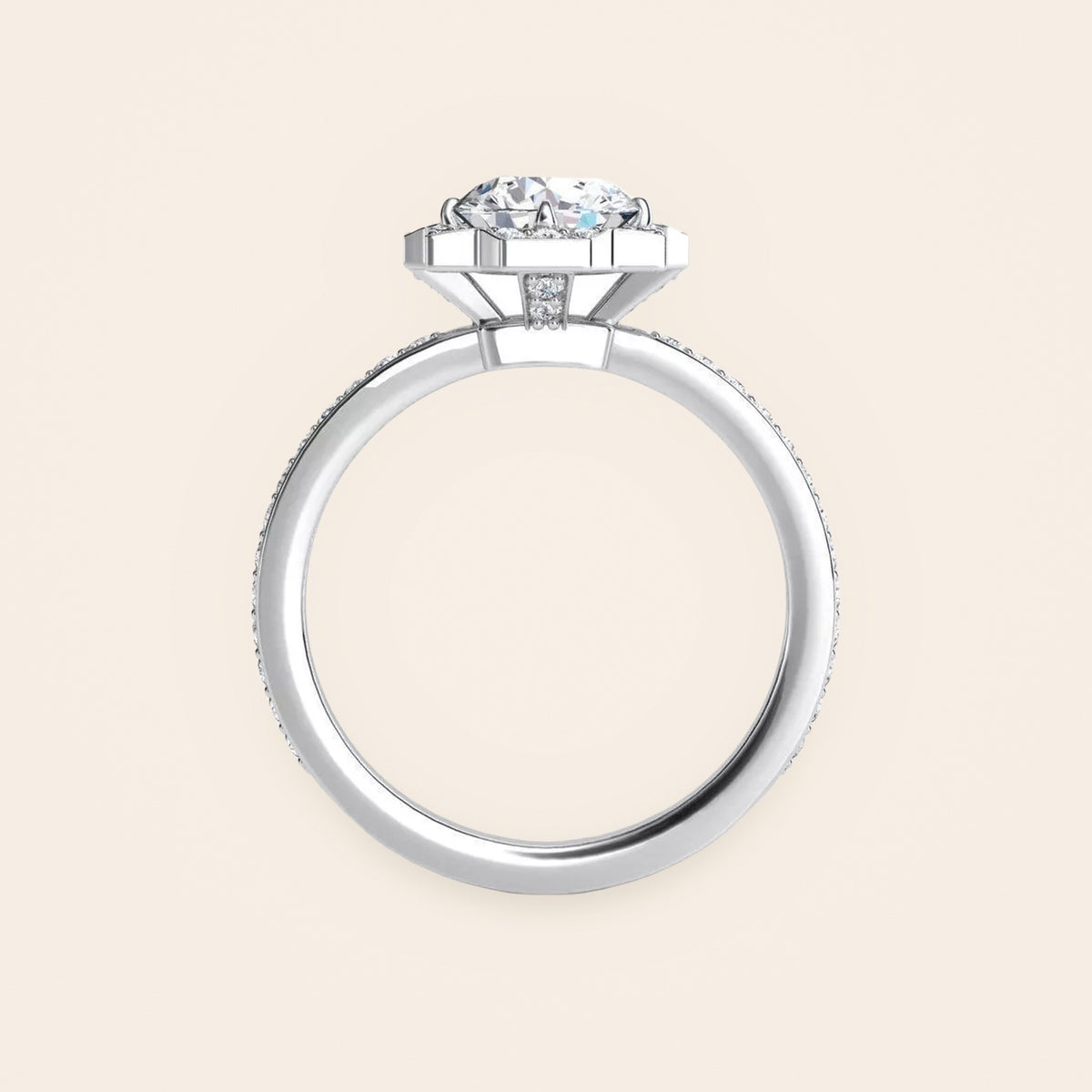 ZLR0163 Art Deco halo diamantring i 14 kt. hvidguld – profil