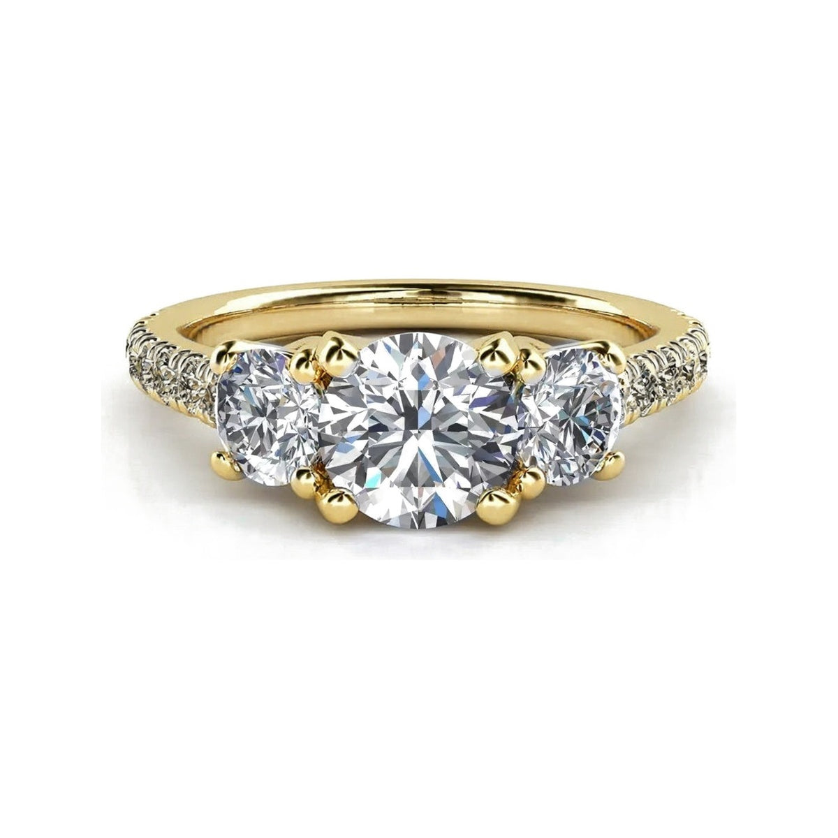 ZLT02 trilogy diamantring med pavé-skinne i 14 kt. gulguld, forfra
