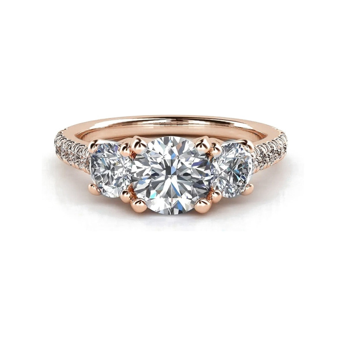 ZLT02 trilogy diamantring med pavé-skinne i 14 kt. rosaguld, forfra