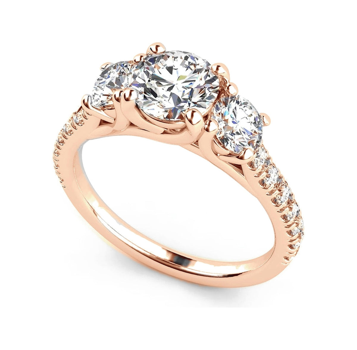 ZLT02 trilogy diamantring med pavé-skinne i 14 kt. rosaguld, perspektiv