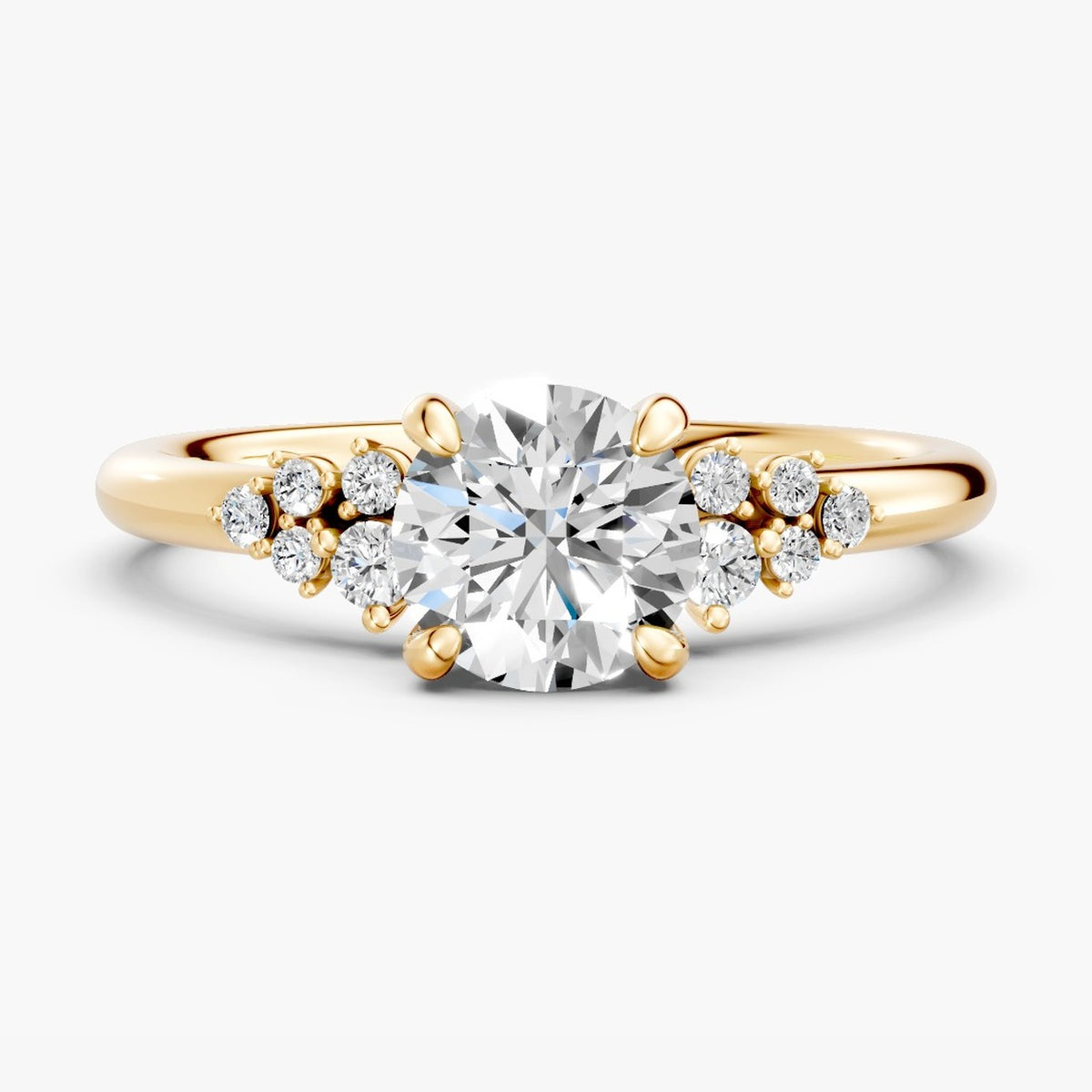 ZRT014 solitaire diamantring i gulguld set forfra