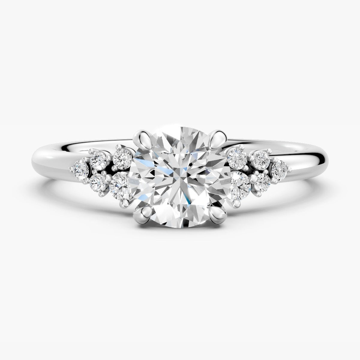 ZRT014 solitaire diamantring i hvidguld set forfra