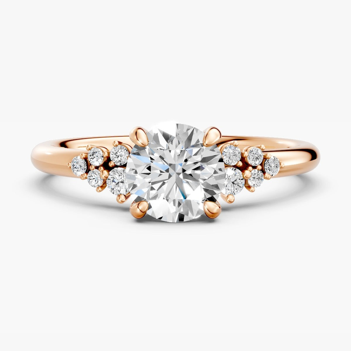 ZRT014 solitaire diamantring i rosaguld set forfra