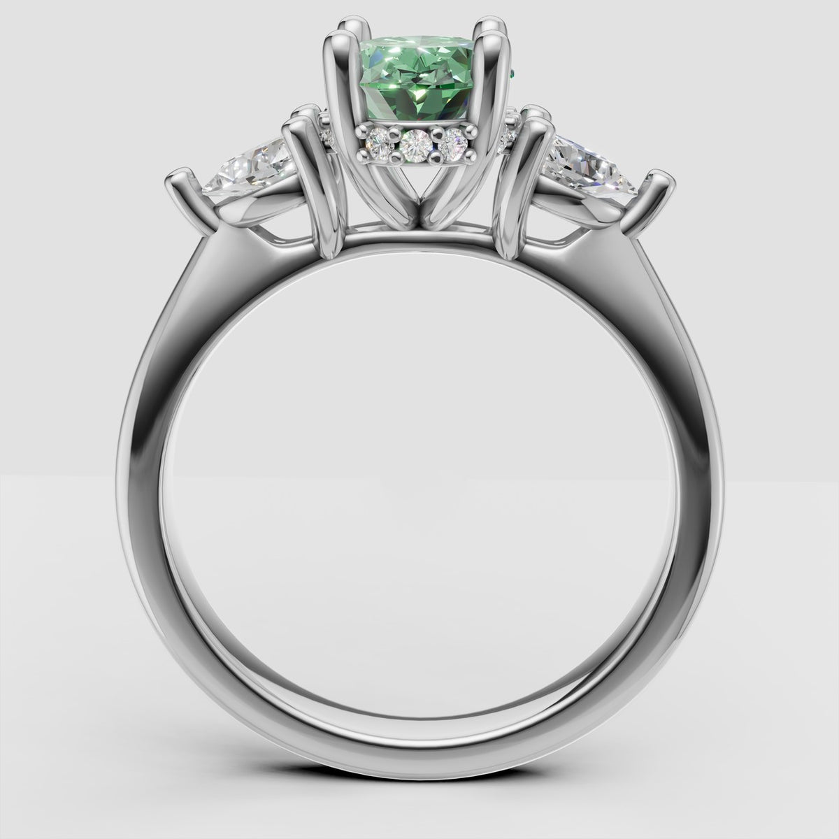 ZRT037 diamantring i 14 kt. hvidguld, profil med skjult halo og dråbesten