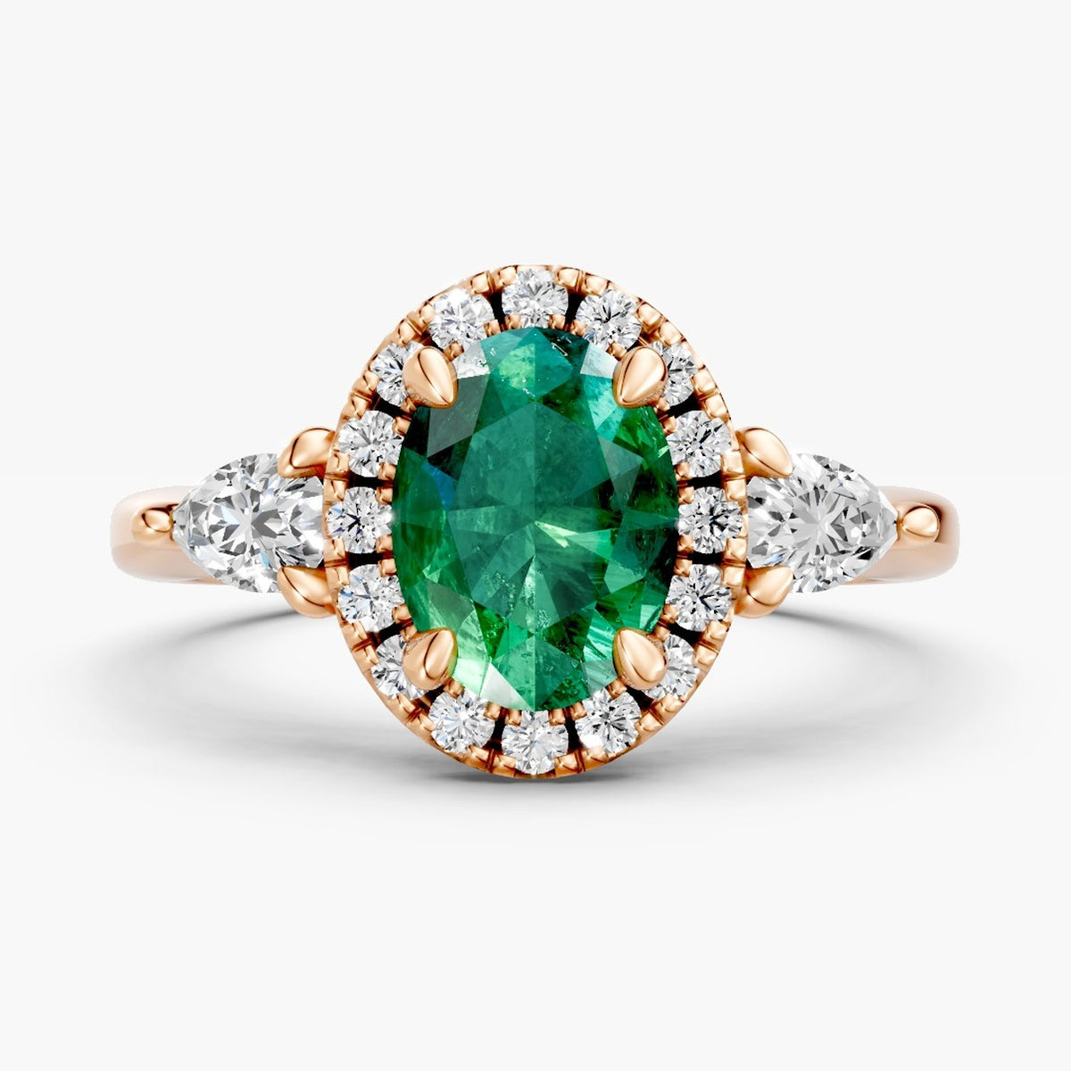 ZRT037 diamantring med grøn oval lab-grown diamant i 14 kt. rosaguld, forfra