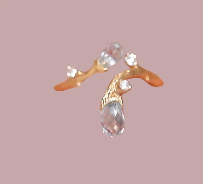 Topas-og diamantring i 14 karat gulguld 0.04 Ct. E-F,VVS.