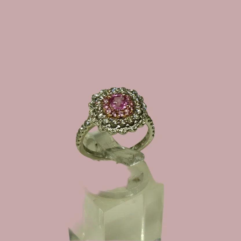14 KT Hvidguld Ring med Pink Safir & 1.16 CT Diamanter | MANICH