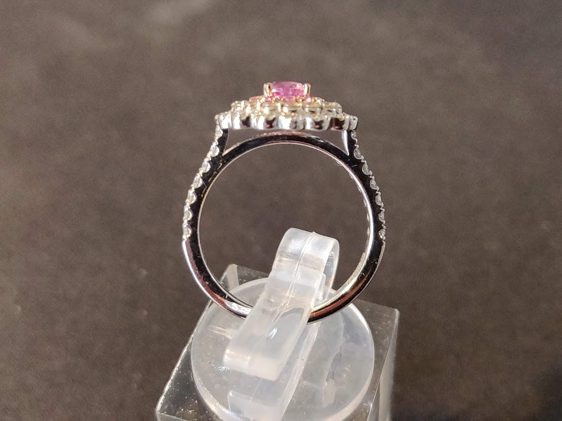Pink safir & diamantring i 14 kt. hvidguld 1.16 ct.
