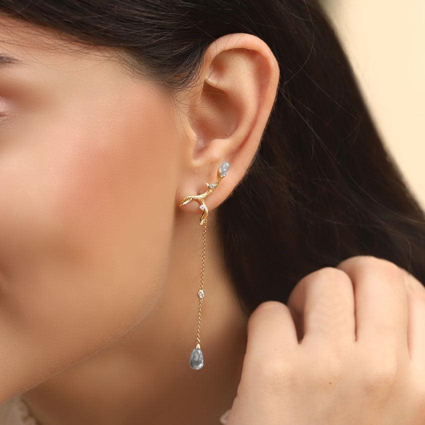 Topas øreringe i 14 kt gulguld med 0.08 ct. diamanter