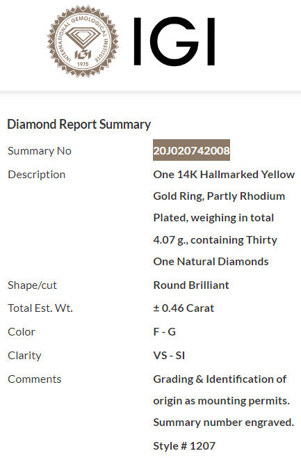 Diamantring i 14 karat gulguld 0.46 ct. diamanter