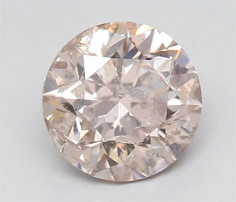 1.01ct Round Natural Diamond (Colour Fancy Light Pinkish Brown, Clarity I2, Cut GD, GIA Certified)