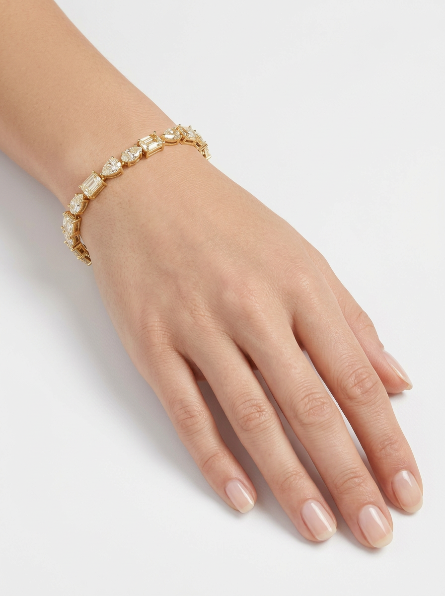 Tennisarmbånd BR-06 med Lab Grown Diamanter – Pear, Marquise & Emerald – 7.25 ct