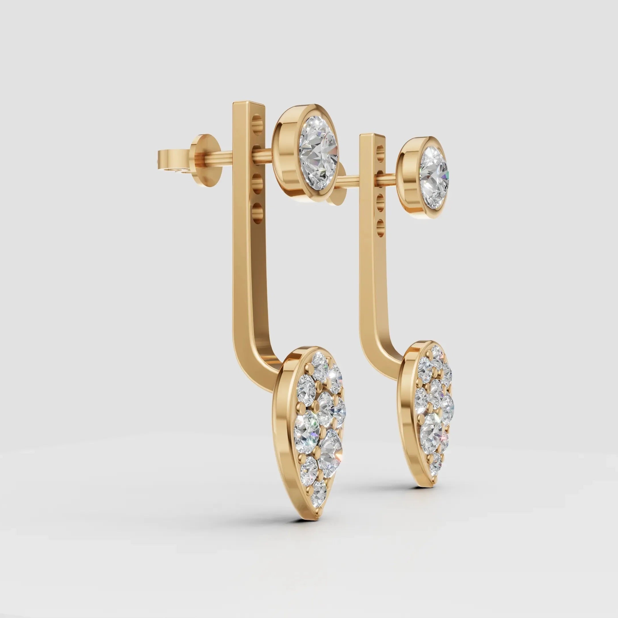 Diamant Halo Ørestik set fra siden – 14 karat guld
