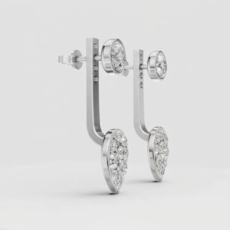 Diamant Halo Ørestik set fra siden – 14 karat hvidguld