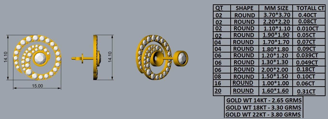 Spiral Pavé Vedhæng – lab grown diamanter, 14 karat guld
