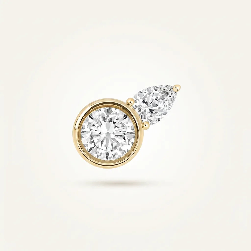 Pear Drop Vedhæng i 14 karat gulguld – lab grown diamanter, rund top-brillant og pear-brillant i bunden