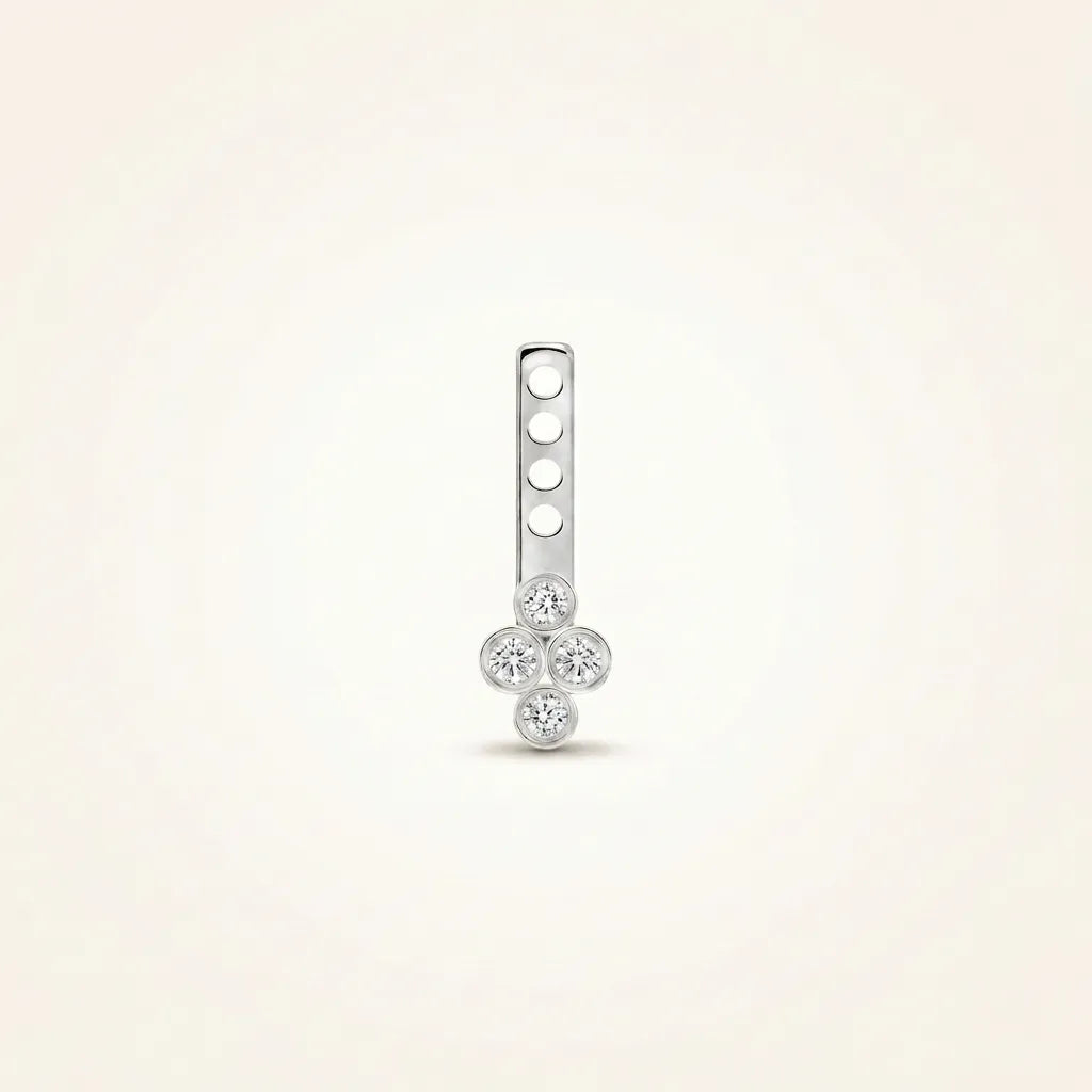 Cluster Drop Øreringe i 14 karat hvidguld – render forfra, lab grown diamanter