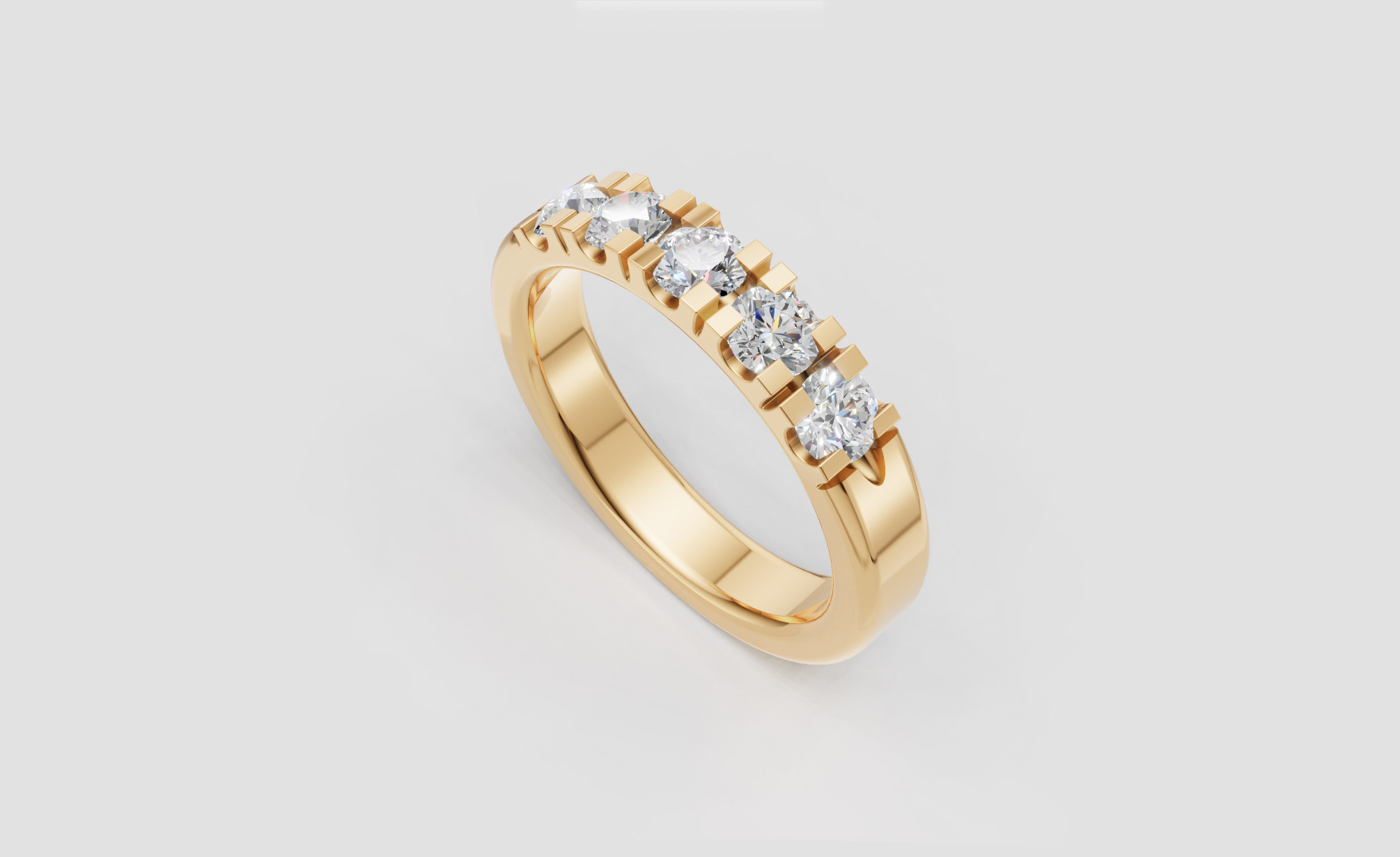 Alliancering i 14 kt guld med 0.75 ct lab grown diamanter E-F VVS