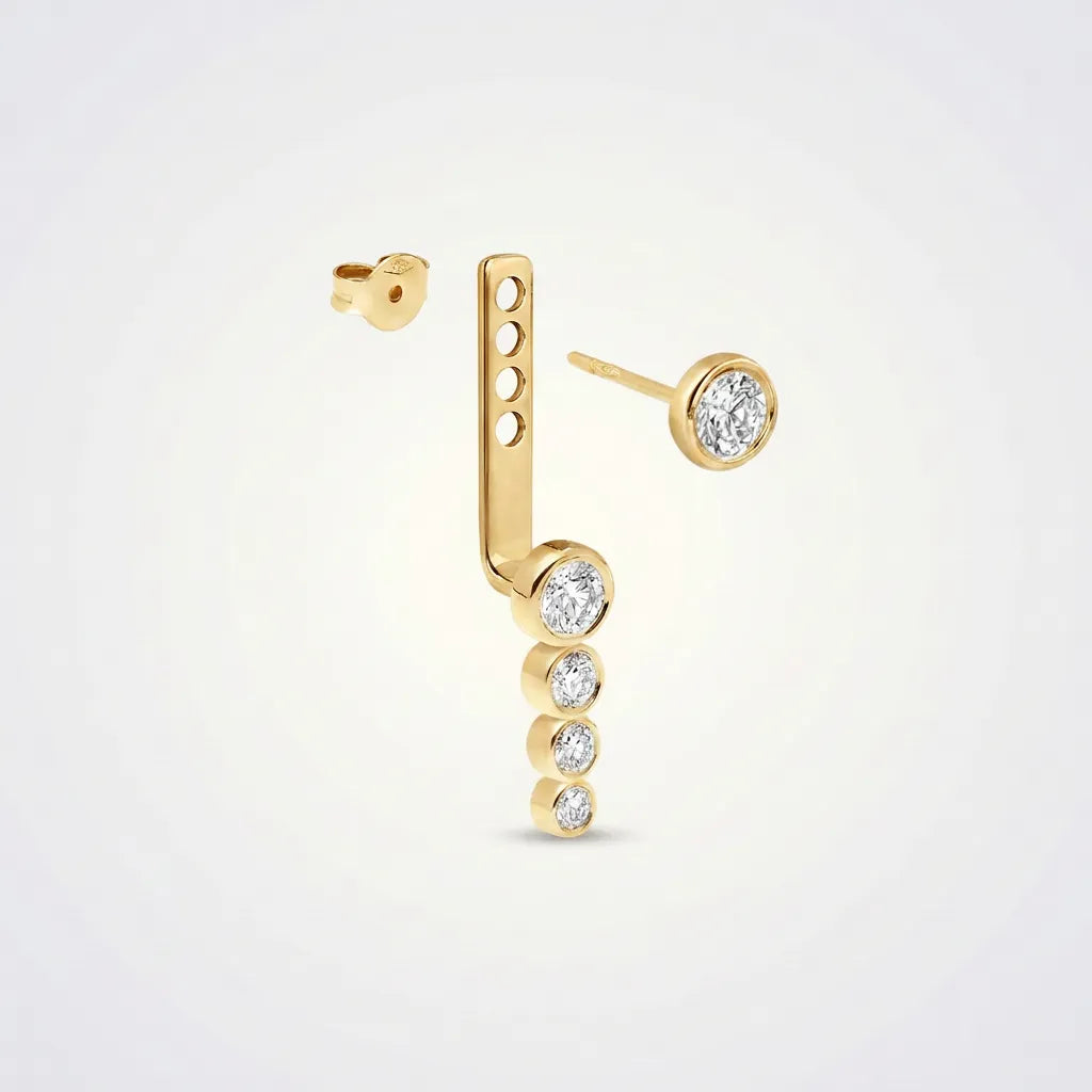 Faldende diamant øreringe i 14 karat gulguld – lab grown, 0,12 ct pr. stk.