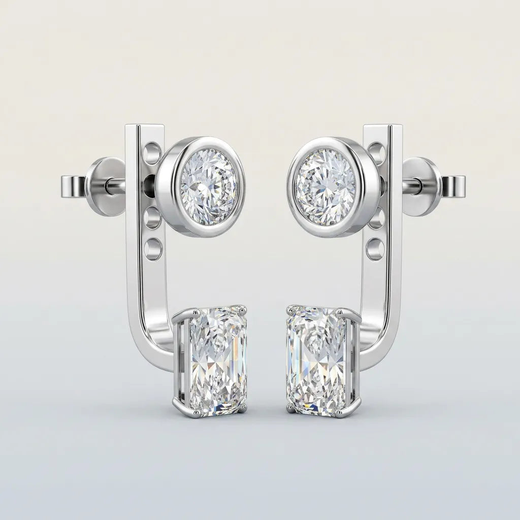 Emerald Drop Øreringe i 14 karat hvidguld – lab grown diamanter, render