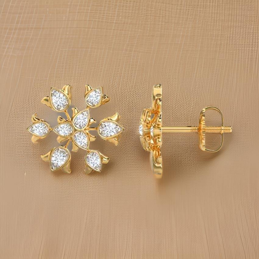 Blomstrende Diamant Ørestikker i 14K Guld - Din Hverdagsluksus
