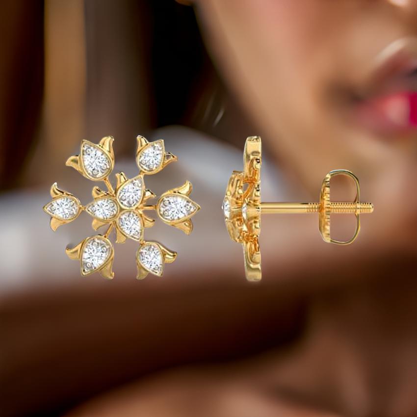 Blomstrende Diamant Ørestikker i 14K Guld - Din Hverdagsluksus