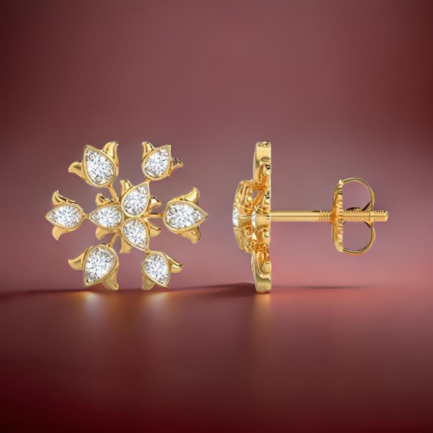 Blomstrende Diamant Ørestikker i 14K Guld - Din Hverdagsluksus