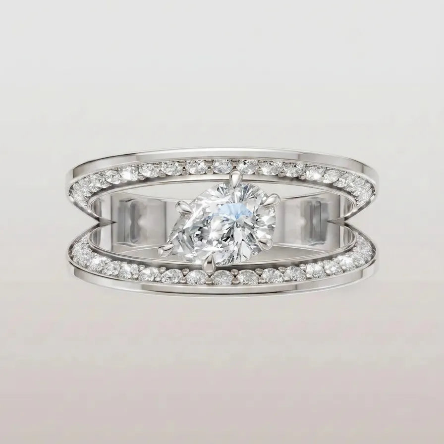 Åben Pear Halo Ring – 0,79 ct Lab Grown Diamanter | 14 kt Guld