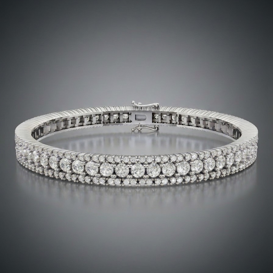 TENNISARMBÅND I 18 KT GULGULD MED 5,50 CT. HVIDE BRILLANTER