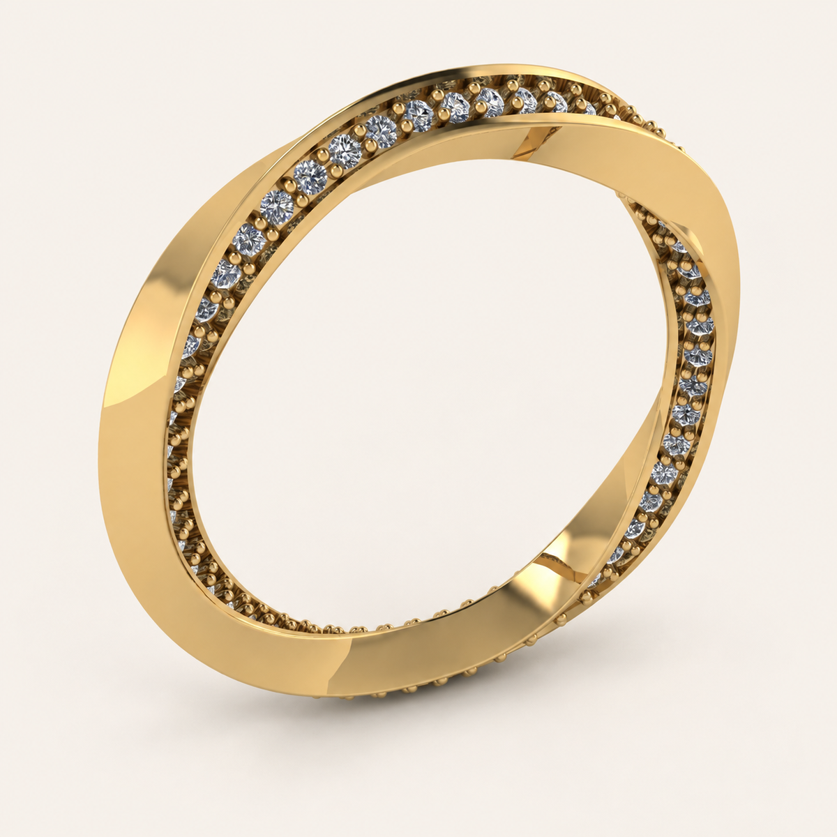 Twist alliancering i 14 kt gulguld med diamanter fattet med grabber | MANICH