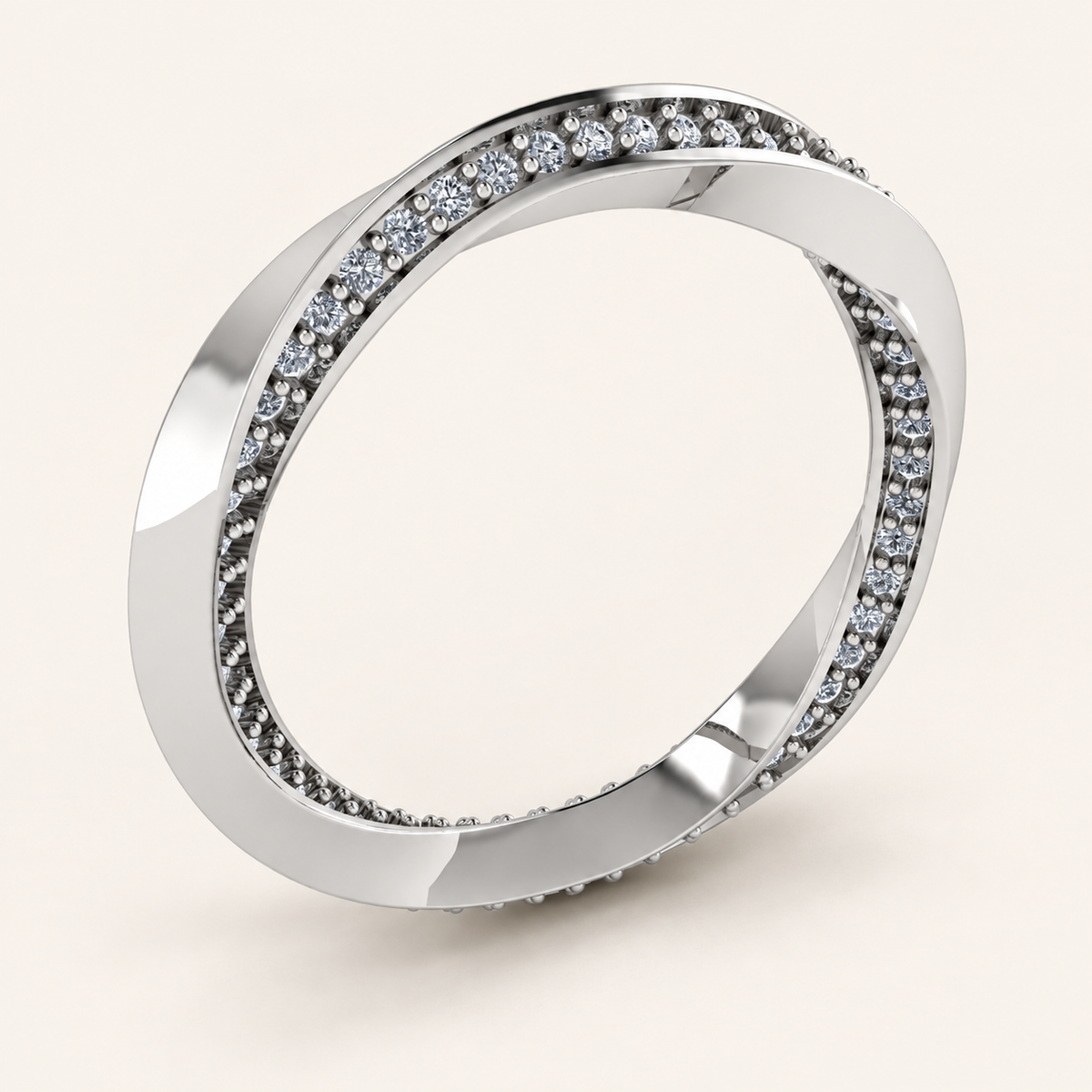 Twist alliancering i 14 kt hvidguld med diamanter fattet med grabber | MANICH