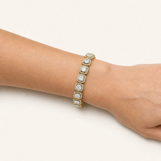 Cushion-Cut Diamond Halo Tennis Bracelet 8.23 ct