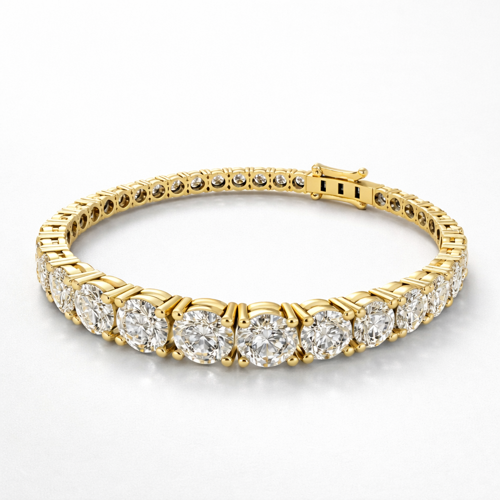 Diamant tennisarmbånd med lab grown diamanter 10.60 ct i 14 kt  guld graduated design