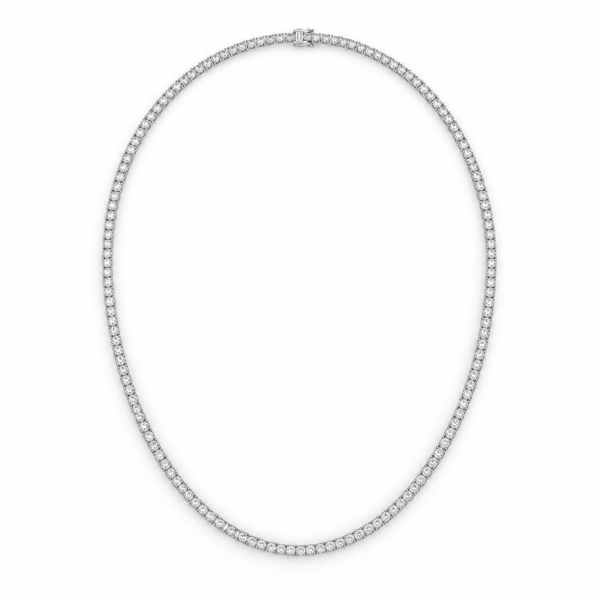 Tennishalskæde NE-09 i 14 kt hvidguld med 5,70 ct lab-grown diamanter – studiobillede, 40 cm