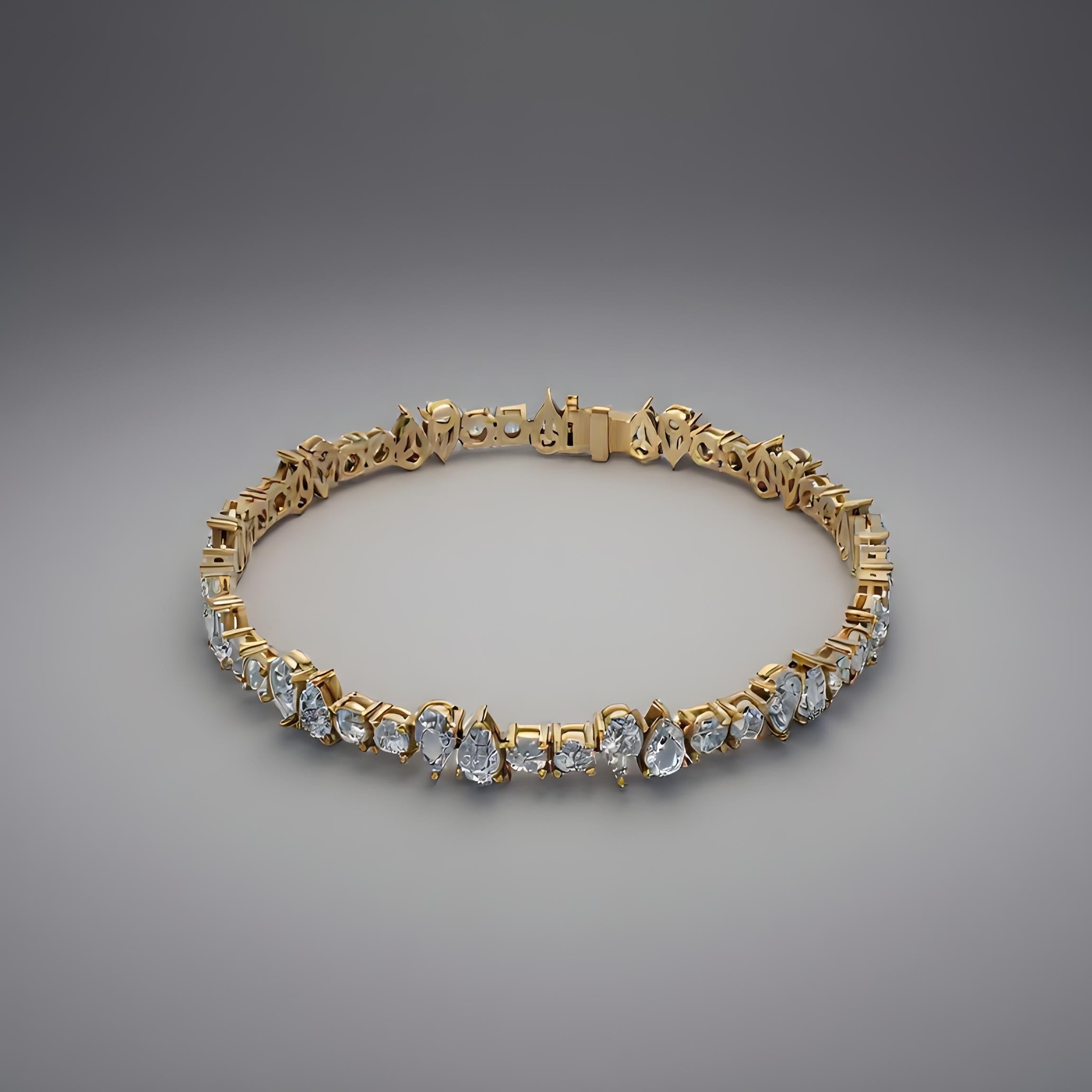 Diamantarmbånd med pear og round lab grown diamanter i 14 kt guld