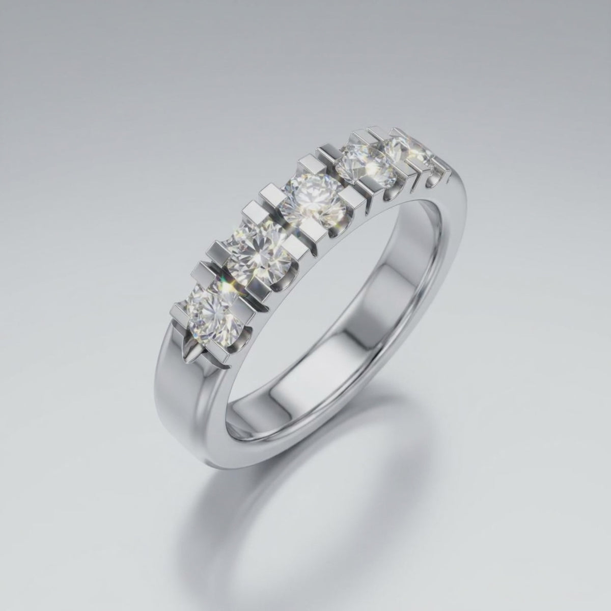 Alliancering i 14 kt hvidguld med 1.0 ct lab-grown diamanter E-F VVS