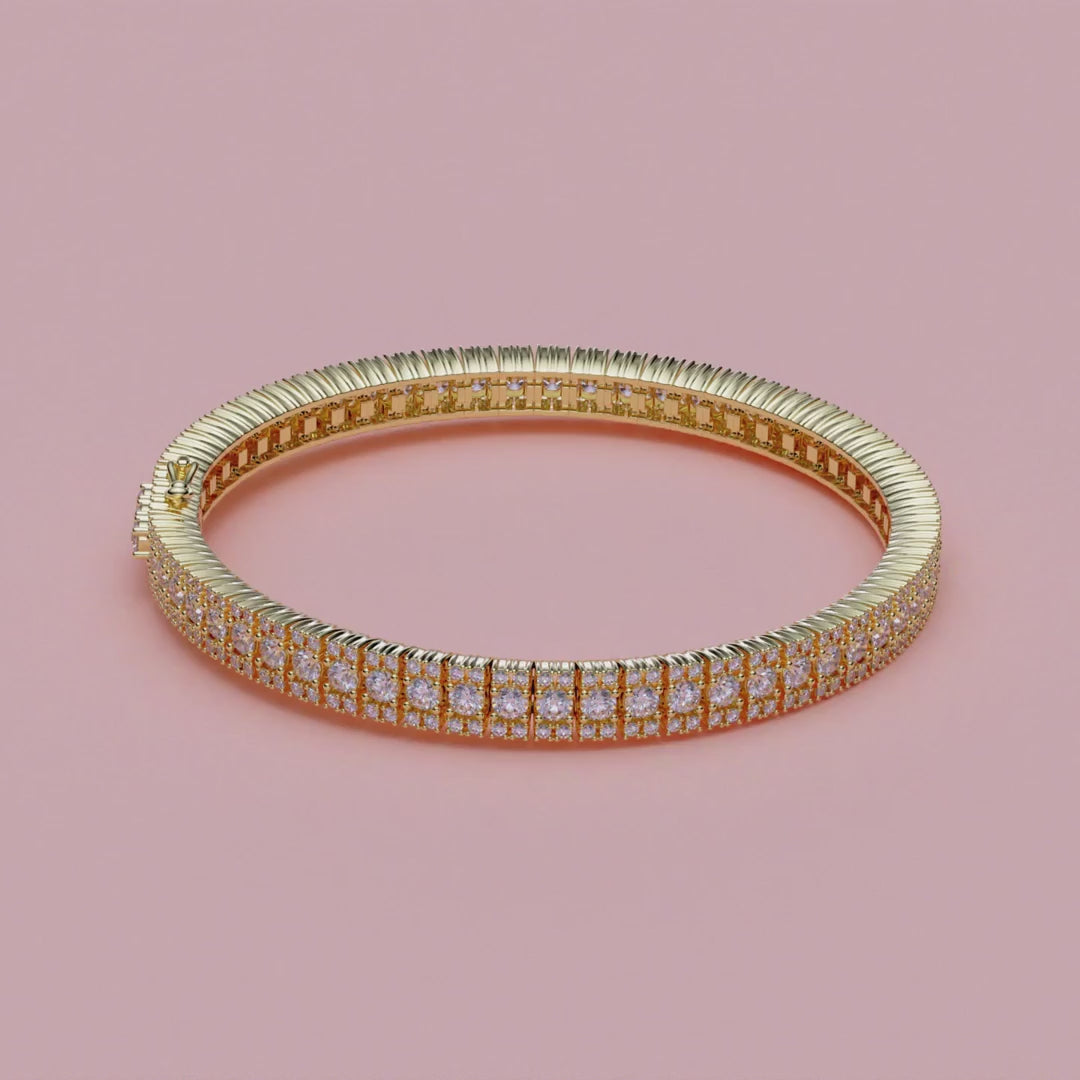 Video af tennisarmbånd i 18 kt gulguld med 5,50 ct brillanter