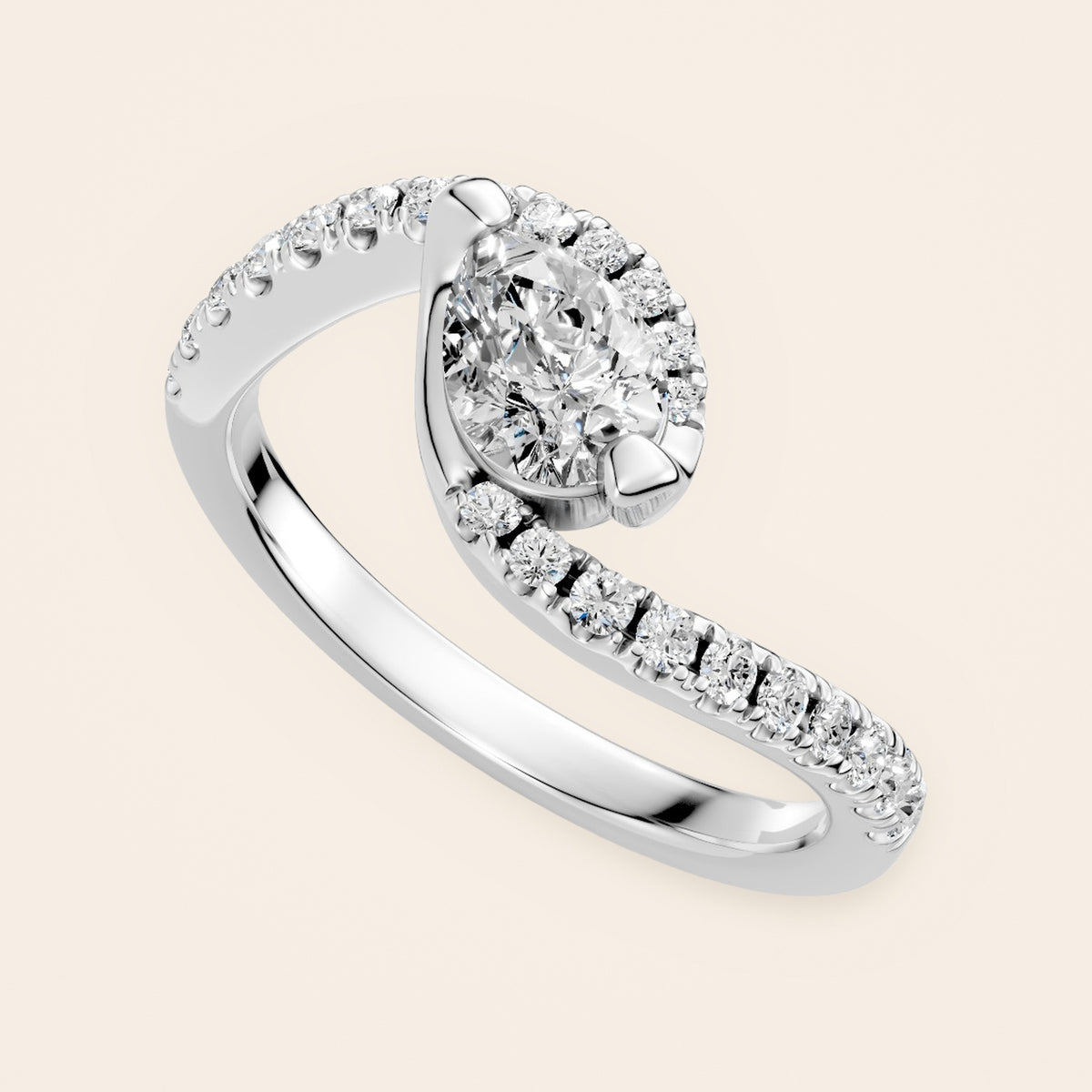 RT033 bypass diamantring i 14 kt. hvidguld – perspektiv