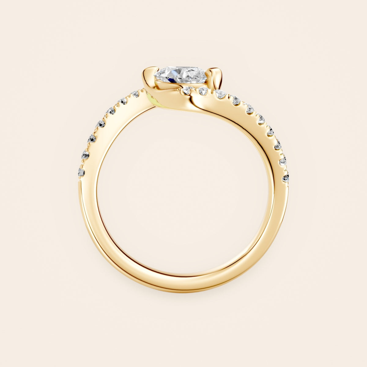 RT033 bypass diamantring i 14 kt. gulguld – profil