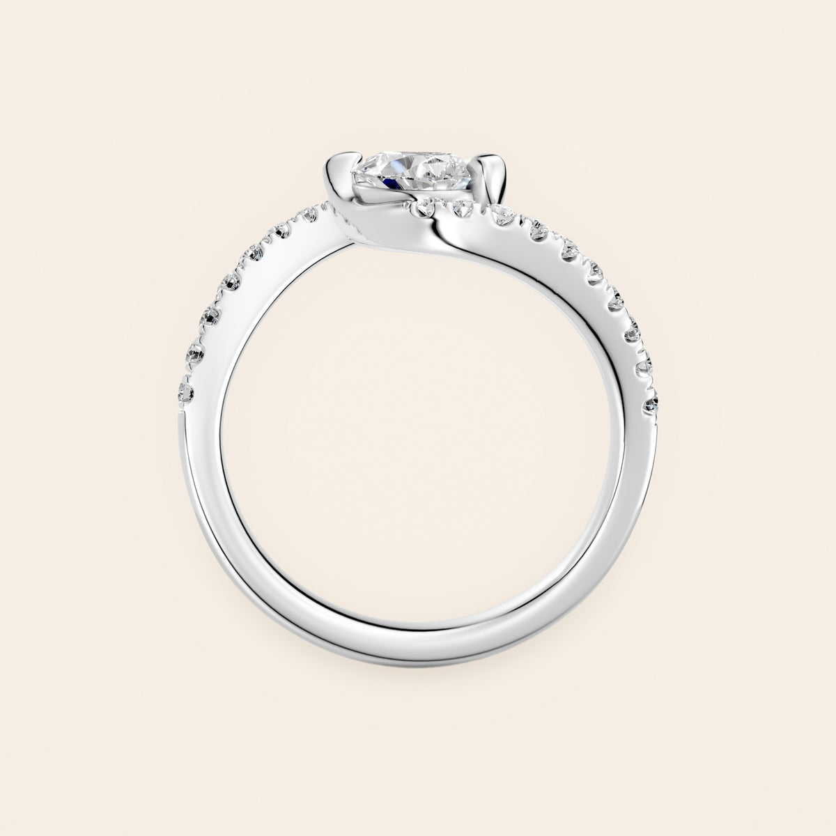 RT033 bypass diamantring i 14 kt. hvidguld – profil