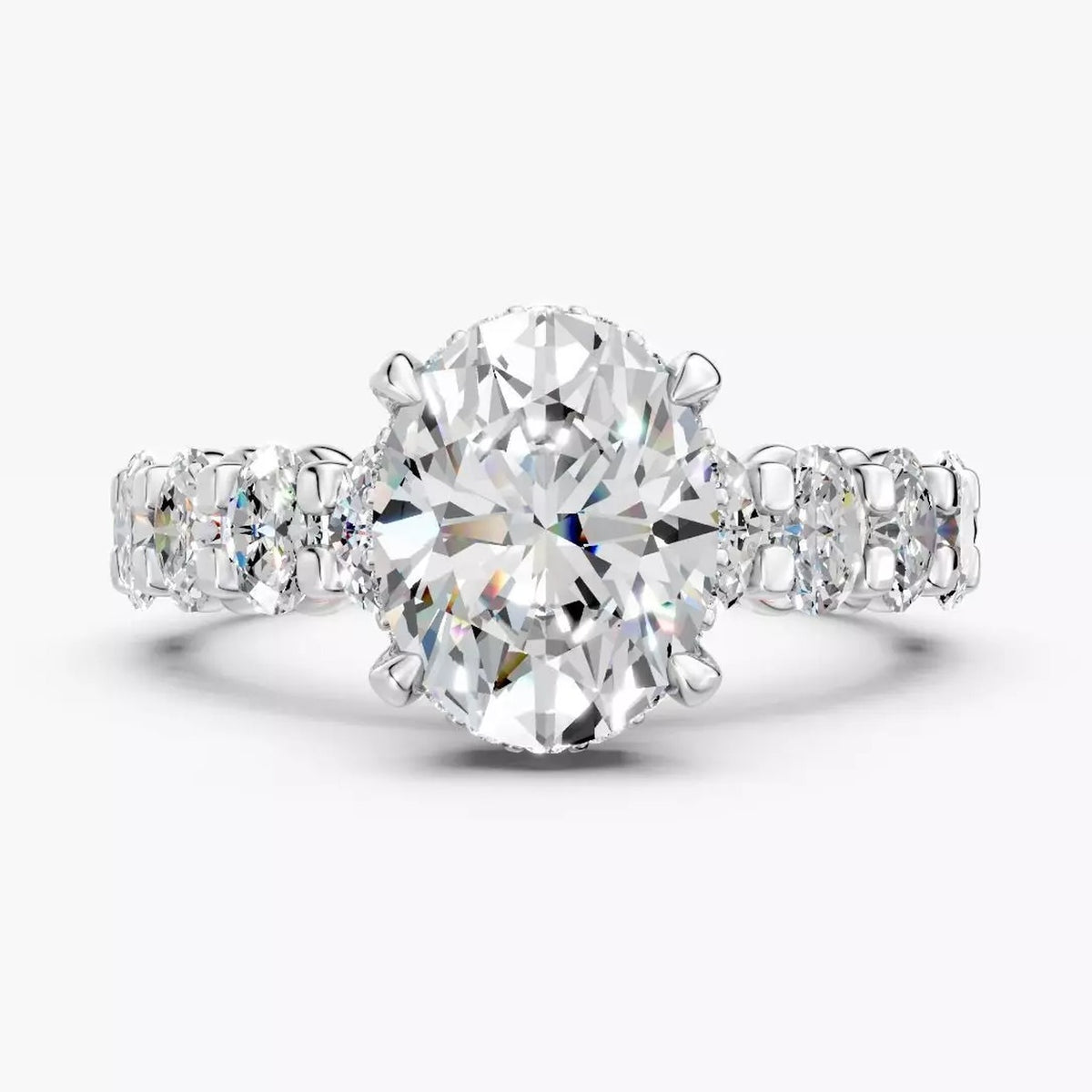 ZRT034 diamantring med 2,08 ct oval lab-grown diamant i 14 kt. hvidguld, forfra