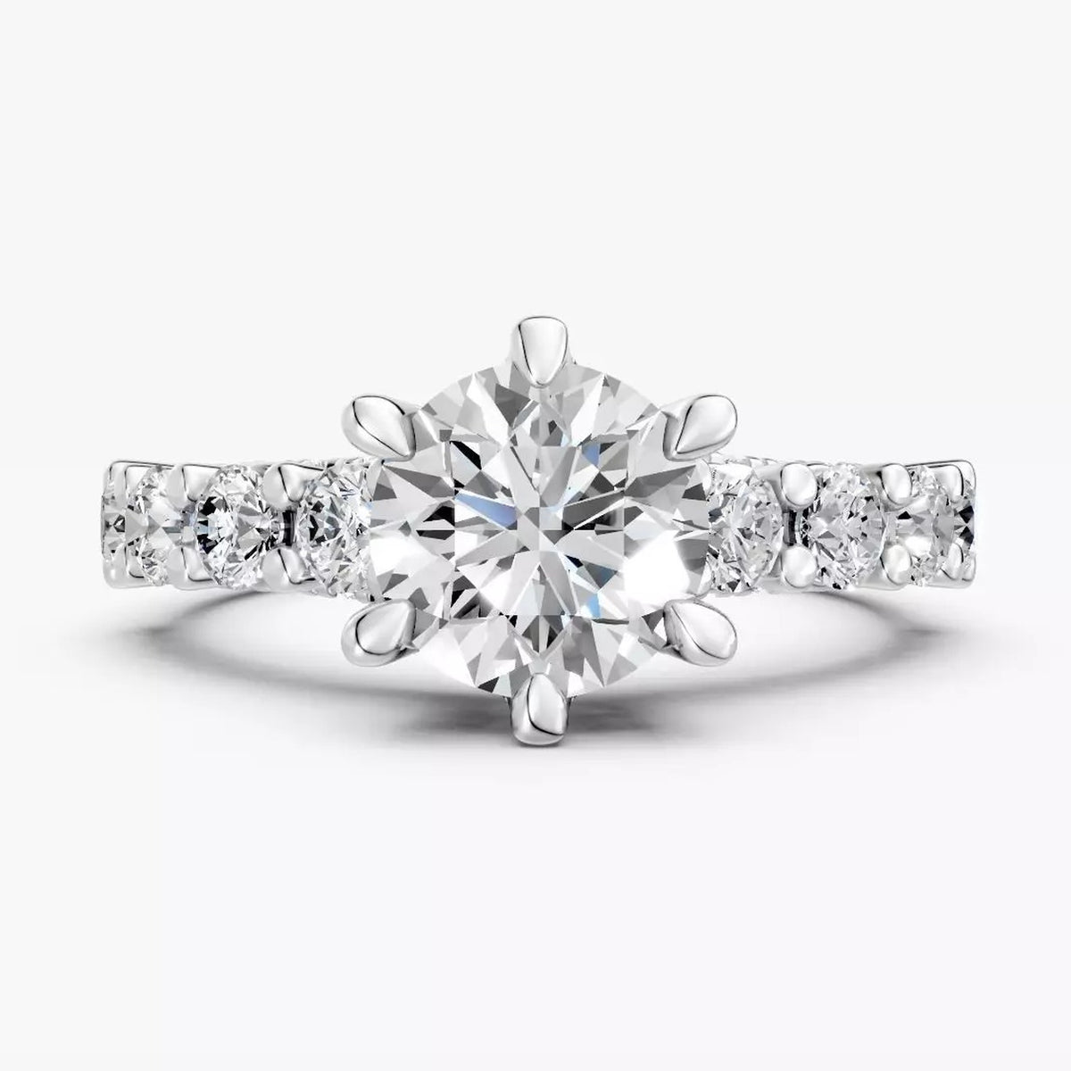 ZRT039 diamantring med 1,52 ct rund lab-grown diamant i 6-klo fatning, 14 kt. hvidguld, forfra