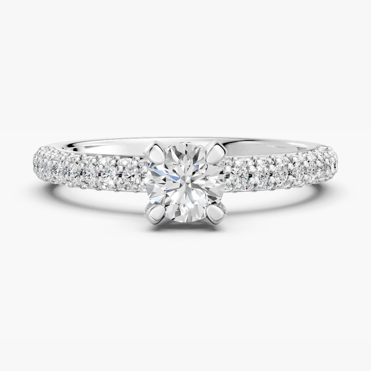 ZRT04 solitaire diamantring med rund lab-grown diamant i 14 kt. hvidguld, forfra