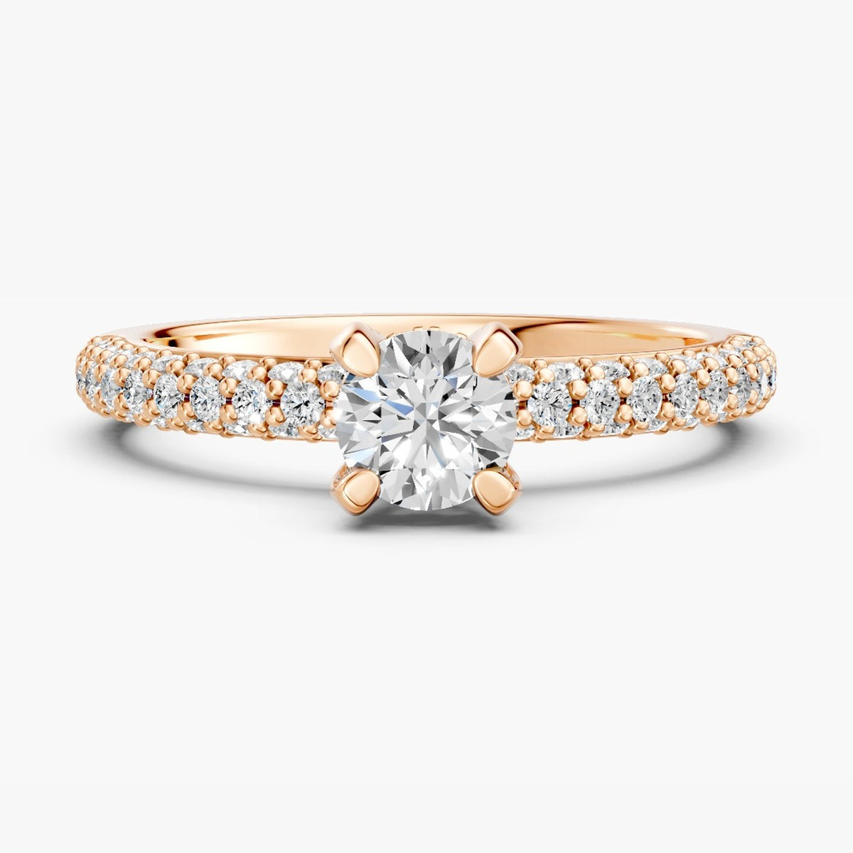 ZRT04 solitaire diamantring med rund lab-grown diamant i 14 kt. rosaguld, forfra