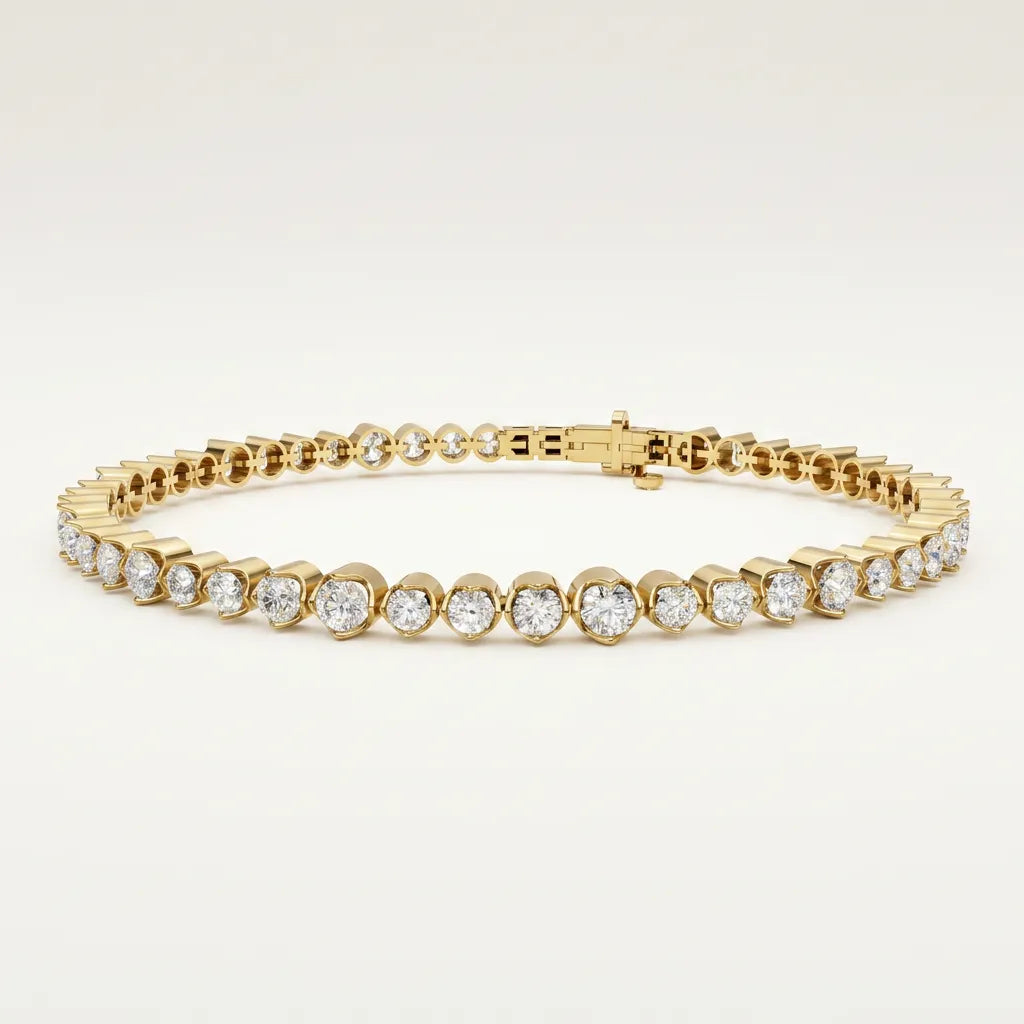 Tennisarmbånd i 14 karat guld med 3,5 ct lab grown diamanter, studiebillede